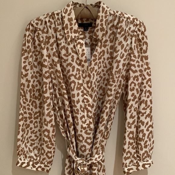 J CREW TIE-WAIST SHIRTDRESS IN A FUN BOLD LEOPARD PRINT LONG SILHOUETTE SIZE 8 - Picture 10 of 15